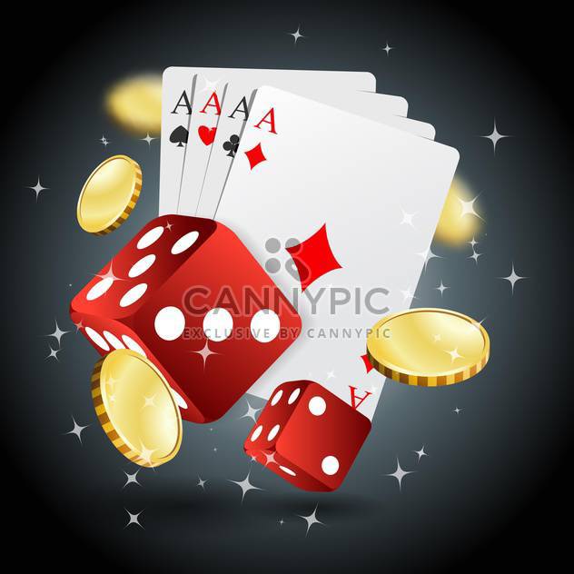 poker gambling chips, dices and cards - vector #132751 gratis