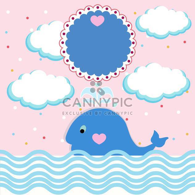 summer card with little whale - vector gratuit #133441 