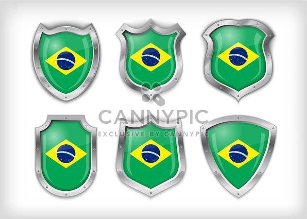 brazil shield vector set background - vector #133591 gratis