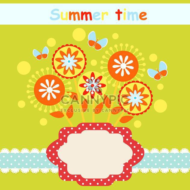 summer time floral card set - vector gratuit #134641 