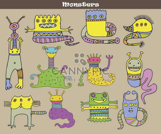 banner with multicolored cartoon monsters - Free vector #135071