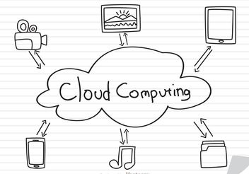 Cloud Computing Concept Sketch On Paper Vector - Kostenloses vector #140851