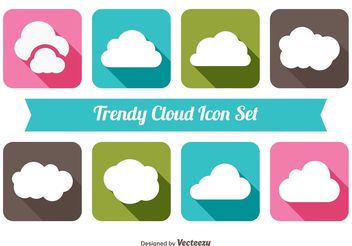 Trendy Cloud Icon Set - vector gratuit #141131 