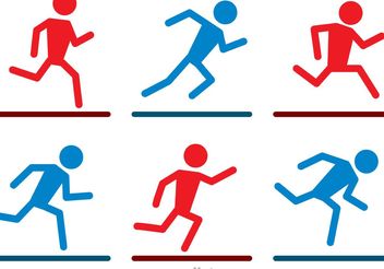 Running Stick Figure Icons Vector Pack - Free vector #141361