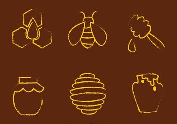 Chalk Drawn Bee And Honey Vectors - vector gratuit #146191 