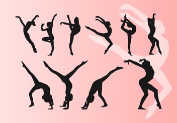 Girl Doing Artistic Dancing Gymnastics Silhouettes Vectors - Kostenloses vector #149211