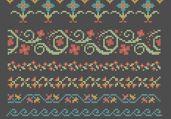 Cross Stitch Flower Border Set - vector gratuit #149451 