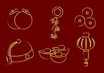 Chalk Drawn Chinese Lunar New Year Vectors - Free vector #150201