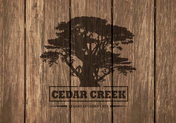 Free Cedar Tree Silhouette On Wooden Background - Kostenloses vector #153131