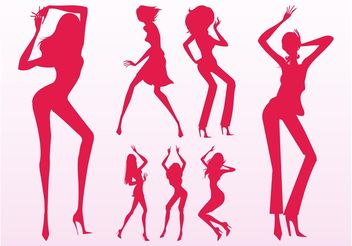 Sexy Dancing Girls Silhouettes - vector gratuit #156381 