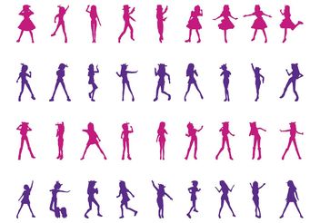 Dancing Girls Silhouettes Set - vector gratuit #156391 