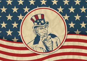 Free USA Vector Retro Background With Uncle Sam - vector gratuit #162531 