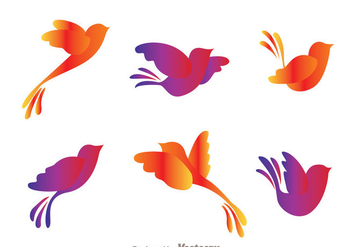 Colorful Flying Bird Silhouette Vectors - vector gratuit #200571 