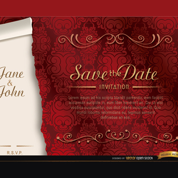 Free Elegant Red Marriage Vector Invitation - Free vector #201871