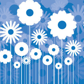 Blue Card With Flowers - vector #204221 gratis