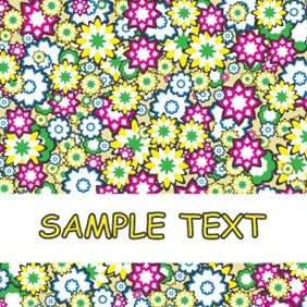 Abstract Cartoonized Flowers Background Card Design - Free vector #205051