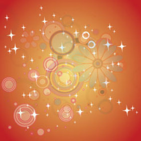 Orange Background With Circled Floral Art - vector gratuit #208041 