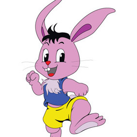 Happy Rabbit Cartoon Character- Free Vector - vector gratuit #208671 