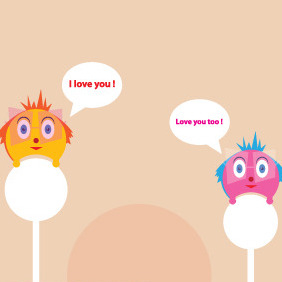 Cute Creatures In Love - Free vector #211651