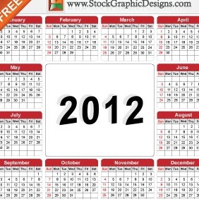 Free Vector Illustration Of 2012 Calendar - Kostenloses vector #212181