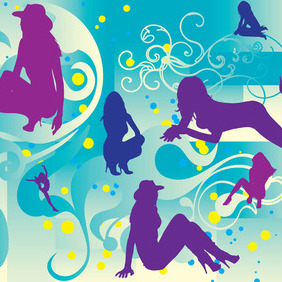 Beautiful Girls Silhouettes - Free vector #213831