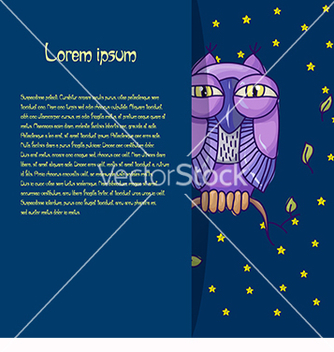 Free card for text with an owl on a blue background vector - vector gratuit #218831 