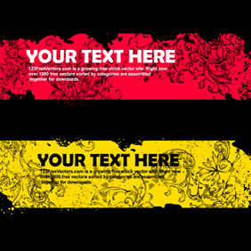 Grunge Floral Text Frame - vector gratuit #221371 