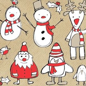 Christmas Themed Sketchy Vectors - vector gratuit #221871 