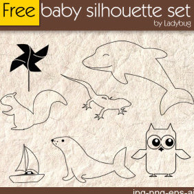 Baby Silhouette Stamp Set - Free vector #222581