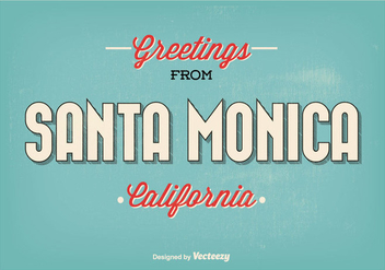 Retro Style Santa Monica Greeting Illustration - Free vector #273291