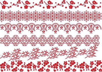 Red Japanese Border Vectors - Free vector #274221