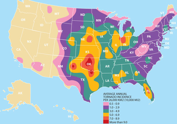 Tornado Map Of America - vector gratuit #297951 