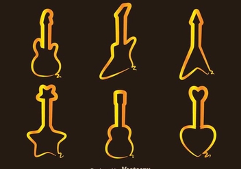 Guitar Gold Line Icons - vector gratuit #298011 