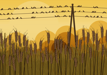 Birds on Wires in Autumn - Free vector #304921
