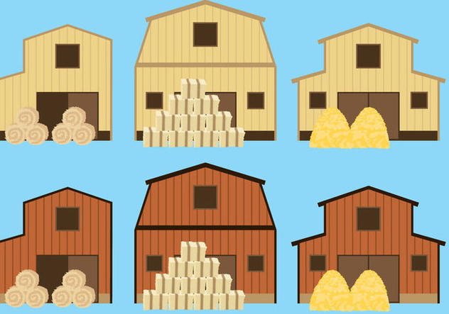 Barns And Hay Bale - vector gratuit #327541 