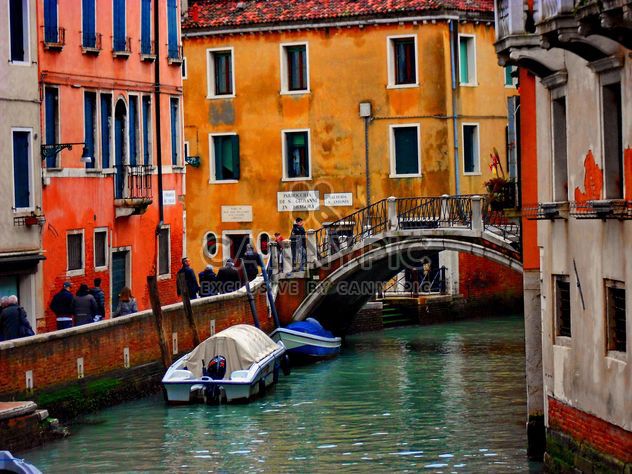 Gondolas on canal in Venice - image #333681 gratis