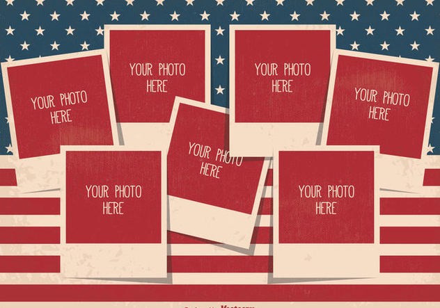 Retro Style Independence Day Photo Collage Template - vector gratuit #335291 
