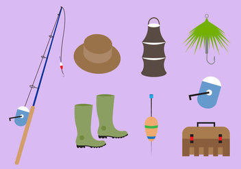 Collection of Fishing Accessories in Vector - vector gratuit #336641 
