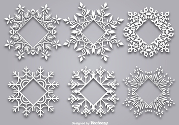 Decorative snowflake-shaped frame for text - vector gratuit #337141 