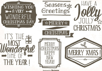 Messy hand Drawn Style Christmas Label Set - vector gratuit #341621 