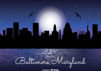 Baltimore Maryland Night Skyline - vector gratuit #341631 