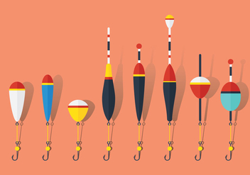 Flat Fish Hooks with Floats - Free vector #342331