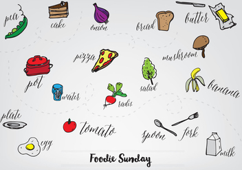 Free Hand Drawn Food Collection Vector Background - Free vector #345271