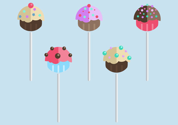 Flat Style Cupcake Shaped Cake Pops - Free vector #345581