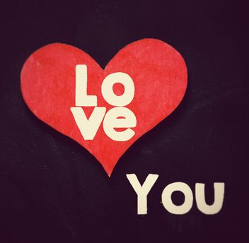 Love you message and red heart on black background - image gratuit #346921 