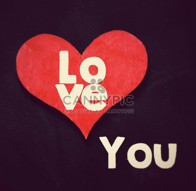 Love you message and red heart on black background - бесплатный image #346921
