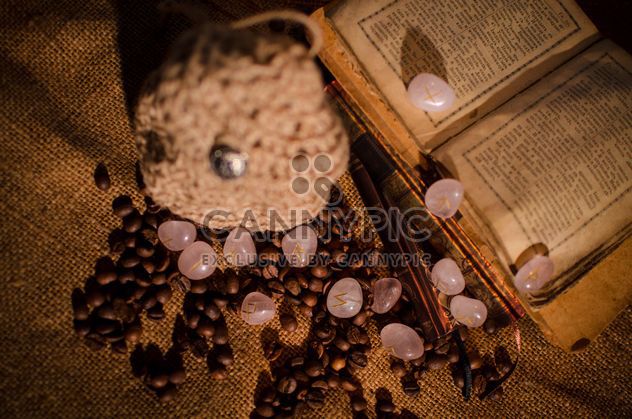 Old books, runes and coffee beans - image gratuit #346981 