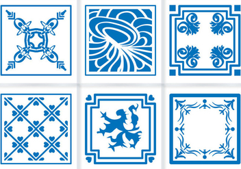 Indigo Blue Tiles Floor Ornament Vectors - бесплатный vector #348191