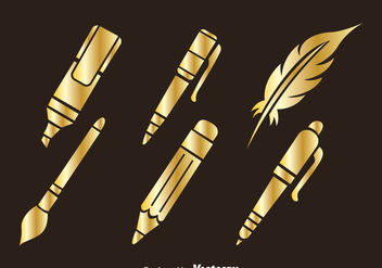 Stationary Golden Icons - vector gratuit #348271 