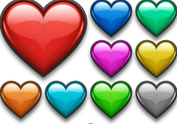 Colorful Shiny Heart Vector Set - Kostenloses vector #350881